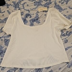 ❤️10/$20 New White Ribbed Cap Sleeve Top